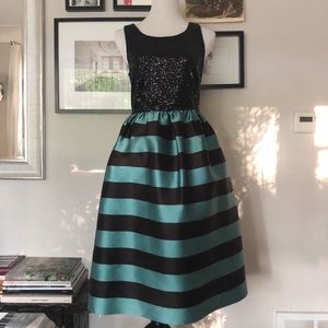 Black/Teal sequin midi. Size 10